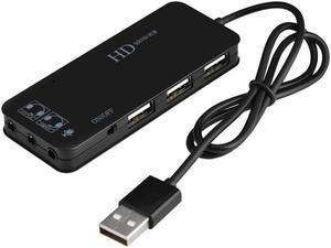 USB 2.0 Hub TO 3 Port USB 2.0 + Headphone + Mic w/7.1CH Sound Adapter Multi Port Splitter Black/White Optional