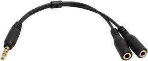 1Pcs 3.5mm Y Splitter Cable Gold Plated Stereo Audio Male To 2 Female Headset Mic Headphone Adapter For PC Laptop Computer Black Hot