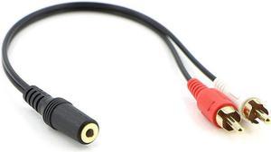 2 RCA Male to Female 3.5mm Jack Aux Stereo Audio Cable Hot