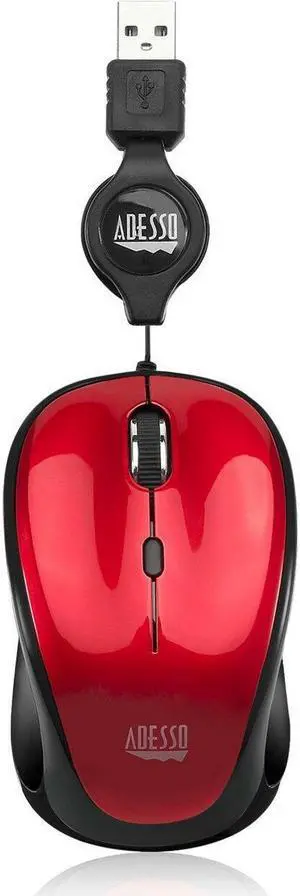 Adesso IMOUSES8R Usb Mini Mouse With Retractable Usb Cable Adjustable 3 Level 3 Buttons 1600 dpi
