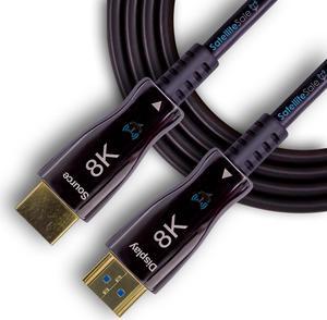 SatelliteSale Digital Fiber Optic 8K HDMI 2.1 Cable 8K/60Hz 48Gbps Universal Wire PVC Black Cord 50 feet