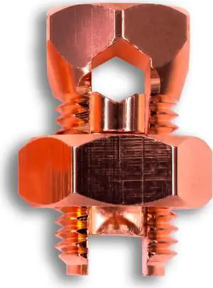 SatelliteSale UL-Listed High Conductivity Copper Coated Brass Grounding Split Bolt Connectors Size #4 Pack of 10 pieces