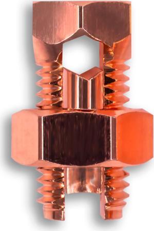 SatelliteSale UL-Listed High Conductivity Copper Coated Brass Grounding Split Bolt Connectors Size #8
