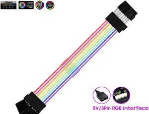 Addressable RGB Graphics Card Extension Cable Kit Sleeved Cable Extension PC Kit 18AWG ATX Power Supply PSU Cable with Combs 24CM-2x8(6+2Pin)Pin VGA Extension Cables