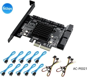 PCIe SATA Card 10 Port with 10 SATA Cables and 2 SATA Power Splitter Cables, SATA Controller Expansion Card with Standard Profile Bracket, 6Gbps PCIe to SATA 3.0 PCI-E X4 Host Controller Card PCIe SATA Card 10 Port with 10 SATA Cables and 2 SATA Power Splitter Cables, SATA Controller Expansion Card with Standard Profile Bracket, 6Gbps PCIe to SATA 3.0 PCI-E X4 Host Controller Card