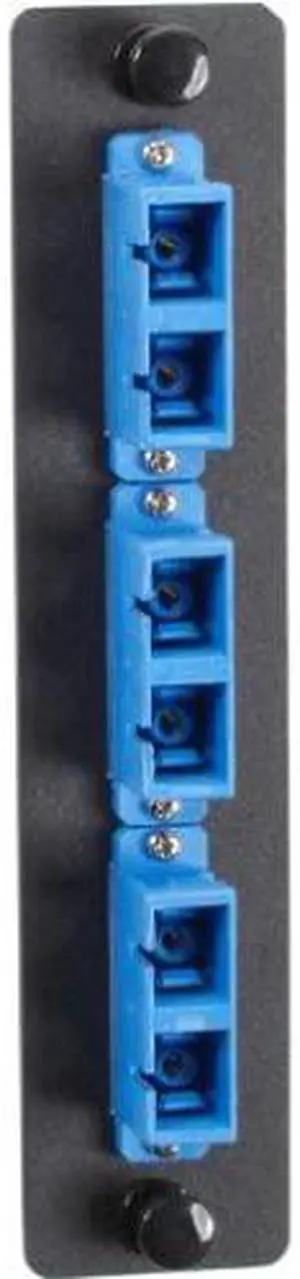 Black Box Standard Adapter Panel Ceramic Sleeves (3) Duplex SC Pairs Blue