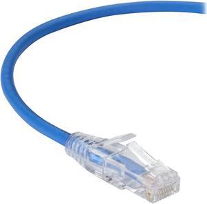 Black Box C6APC28-BL-15 Slim-Net CAT6A 28-AWG 500-MHz Stranded Ethernet Patch Cable - Unshielded, PVC, Snagless Boot, Blue, 15-ft.