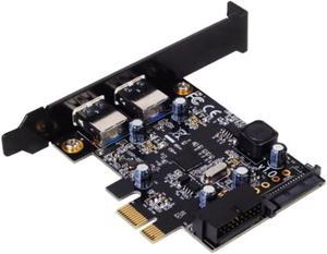 Silverstone Tek PCI Express Card with Two USB 3.0 External Ports and Internal 19-Pin Dual Port Connector (EC04-E)