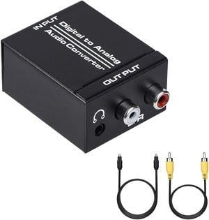 Digital to Analog Audio Converter, Optical SPDIF Toslink Coaxial to Analog Stereo L/R and 3.5mm Jack DAC Converter with Optical &Coaxial Cable and Power Adapter for PS4 Xbox HDTV DVD Headphone