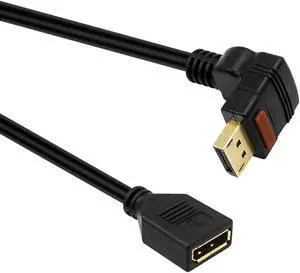 Poyiccot Displayport Extension Cable,90 Degree Down Angle DisplayPort to DisplayPort Cable Male to Female DP to DP Extension Cable for PC, Laptop, TV etc -12inch/ 30cm(Down Angle Dispalyport)