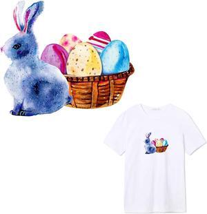 Easter Heat Transfers Rabbit Bunny Iron on Patches Easter Egg Stickers Easter Basket Appliqus for Easter Day Celebrations Clothing Bags Pillow Art Decoration 3set Easter Sunday Party Favors