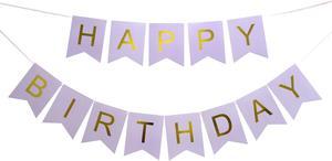 LOVELY BITON Large Purple Happy Birthday Wall Banner, Party Decorations, Versatile, Beautiful, Swallowtail Bunting Flag Garland Surprise Ideas