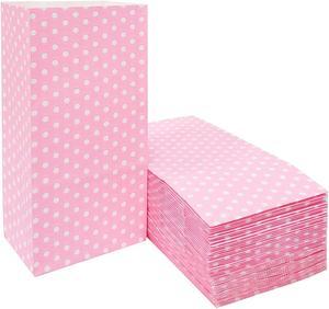 ADIDO EVA Polka Dot Paper Bags Pink Paper Goodie Bags for Party(25 PCS 3.5 x 2.3 x 7 in)