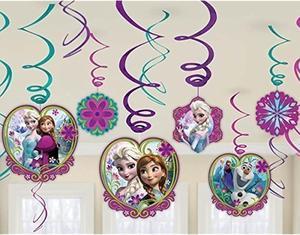 Diseny Frozen Party Foil Hanging Swirl Decorations / Spiral Ornaments (12 PCS)- Party Supply, Party Decorations