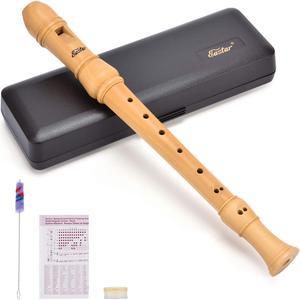 Eastar ERS-31BM Recorder Instrument for Kids Adults Beginners Soprano Recorder Baroque Maple Wood C Key 3 Piece Recorder With Hard Case, Joint Grease,Fingering Chart And Cleaning Kit