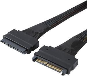 SFF-8639 NVME PCIe Extension Cable,CableCreation U.2 U2 SFF-8639 NVME PCIe SSD Male to Female Extension Cable 50cm 68pin/Black