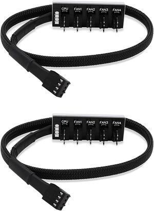 Fancasee (2 Pack) 4-Pin PWM PC Case Fan Hub Power Supply Cable 1 to 5 Way Splitter PC Motherboard Fan Power Extension Cable Cord for ATX Computer Case 4-Pin and 3-Pin Cooling Fans