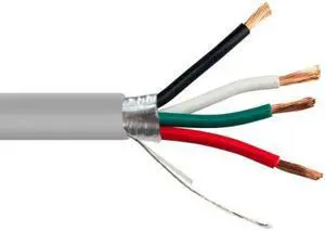 Shielded Security/Alarm Wire, Gray, 22/4 (22AWG 4 Conductor), Stranded, CMR / Inwall rated, Pullbox, 1000 foot