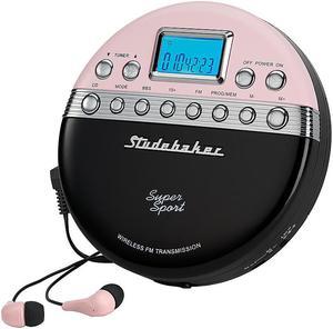 Studebaker - Joggable Personal CD Player with Wireless FM Transmission and FM PLL Radio - Pink/Black (SB3705PB)