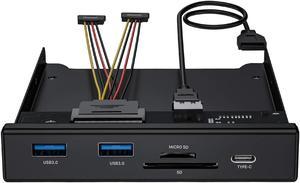 Front Panel Usb 3.0 Hub 5 Ports, 3.5 Inches Internal Metal Usb Hub With 2 Usb 3.0 Ports, Sd/Tf Card Reader And Usb 3.1 Gen 1 Type-C Port Fits Any 3.5" Floppy Disk Bay (Pci-02)