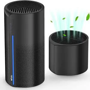 Afloia HEPA Air Purifier with Humidifier, 3 Stage H13 Filters for Home Allergies Pets Hair Smoker Odors, Evaporative Humidifier, Auto Shut Off, Quiet Air Cleaner with Seven Color light, Black