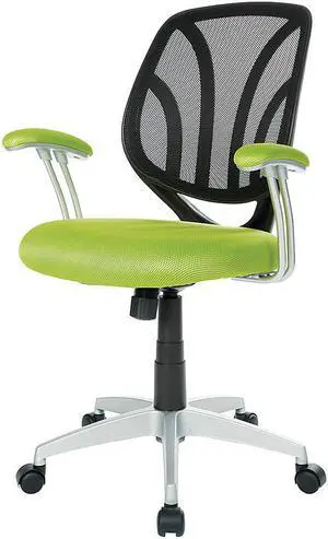 OSP Home Furnishings Screen Back Chair with Mesh Fabric and Silver Coat