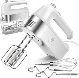  SHARDOR Hand Mixer Electric, 6 Speed & Turbo Handheld Mixer  with 5 Stainless Steel Accessories, Electic Mixer for Whipping, Mixing  Cookies, Brownie, Cakes, Dough Batters, Snap-On Storage Case, White: Home 