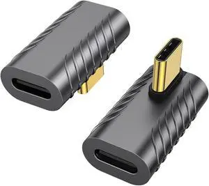 Zell Usb C 90 Degree Adapter (2 Pack), 40Gbps Usb C Male To Usb C Female Connector, Usb Type C Thunderbolt 4/3 Extender For Macbook Pro, Imac, Ipad Pro, Tablet, Phones And Other Type C Devices