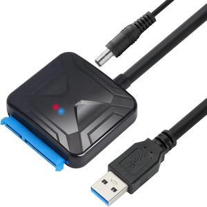 SATA to USB Adapter - Hannord USB 3.0 to 2.5 3.5 SATA III Hard Drive  Adapter - External Transfer Cable for SSD/HDD Support UASP, with 12V 2A  Power Adapter 