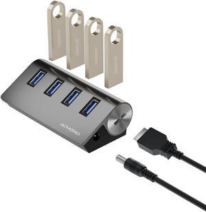 7 Ports Powered USB HUB 2nd Generation 10GB Super Speed External USB Port  USB 3.2 Aluminium USB Hub for Computer, Mac, PCs, Smartphone & Tablets  Computer Multiple USB Hub (Powered Black) 