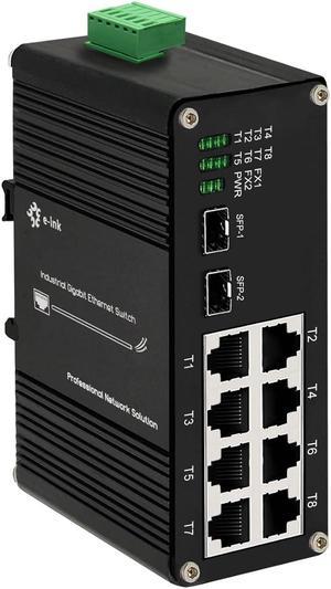 OLYCOM Industrial Switch 8Port Gigabit Ethernet with POE 2Port SFP Din Rail  Mounted IP40 for Outdoor Use…