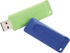 Verbatim 99812 2pk 64gb Store N Go Usb Flash Ext Drive Blue Green