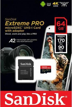 SanDisk 64GB microSD Extreme Pro 170MB/s A2 4K UHS-I U3 64G micro SD microSDXC