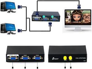 2 Port VGA Audio Video Switch 2x1 SVGA Switcher Box 2 in 1 Out PC Monitor LCD TFT Sharing