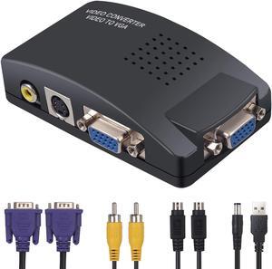 RCA Composite AV S-Video to VGA Converter Box CCTV DVR PC Laptop to TV Projector VGA Input to VGA Output Video Converter Adapter