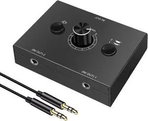 3.5mm Stereo Audio Switch Audio Switcher Passive Speaker Headphone Manual Selector Splitter Box Audio Sharing