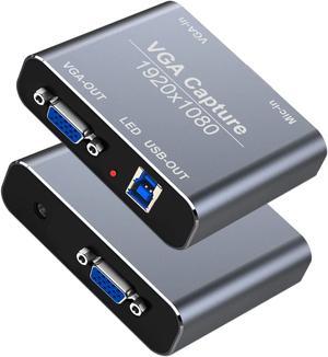 VGA Capture Card, VGA to USB Capture Device with VGA Loopout, Mic Input Support HD 720P Video