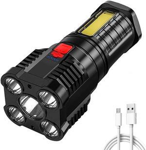 5 LED Flashlight Portable High Lumen Work Light USB Rechargeable Light with Sidelight 4 Light Modes Camping Hiking Adventure Home Emergencies Use