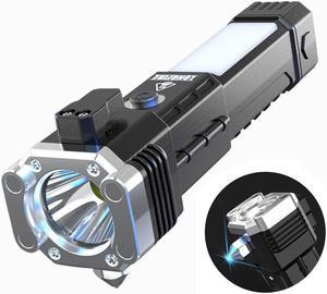 Spurtar Solar Flashlights Rechargeable Waterproof Solar Powered Flashlight  Super Bright Tactical Patriot Torch Emergency Flashlights for Car Hammer