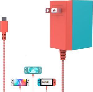Switch Charger, AC Adapter Power Supply for Nintendo Swtich Lite/OLED/Pro Controller/Steam Deck, Support Switch TV Dock Mode 39W USB C Fast Charger with 5Ft Charging Cable