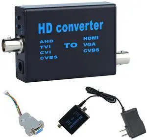 GRACETOP BNC Cable to HDMI Video Signal Convertor,Audio Video Capture Converte,4 in 1 HD Convertor AHD/TVI/CVI/CVBS Signal to HDMI/VGA/CVBS 1080p for Camera/DVR/CCTV Security System