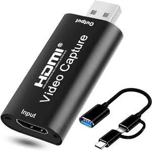GRACETOP Audio Video Capture Cards, 1080p HDMI Capture Card for Gaming, Streaming Compatible with Nintendo Switch, PS3/4, Xbox One, Twitch, YouTube (HDMI Capture + USB Cable)