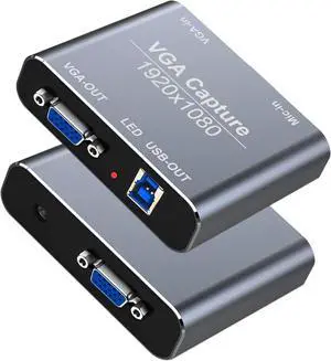 GRACETOP VGA Capture Card, VGA to USB Capture Device with VGA Loopout, Mic Input Support HD 720P Video for Gaming, Streaming, Teaching, Video Conference, Live Broadcasting