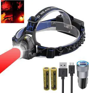 LED Headlamp Rechargeable,1800 Lumens Zoomable Waterproof LED head lamp flshlight, Hands-free Headlight Torch Lamp