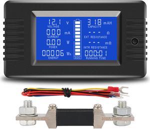 AUTENS DC Battery Monitor Meter with LCD Display,0-200V 0-300A Voltage Current Power Energy Impedance Resistance Capacity Multimeter Ammeter Voltmeter Digital Tester with 300A Shunt