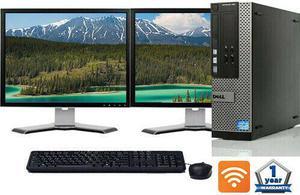 Dell Dual Monitor Desktop Computer Core i5 8GB 500GB 2x 19" LCDs WiFi Windows 10
