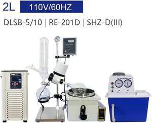 2L Rotary Evaporator Turnkey Combination HNZXIB RE-201D Rotavaps Refrigerated Circulating Pump Cooling Chiller Water Circulating Vacuum Pump 110V Laboratory Equipment