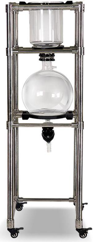 20L Vacuum Filter Glass Funnel PTFE Perforated Plate Buchner Funnel Glass Receiving Flask Discharge Valve with Brake casters, Easy to move