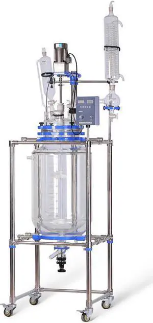 HNZXIB 100L Jacketed Glass Reactor 220V high transparent small double-layer vacuum/negative pressure reaction vessel GG17 high-borosilicate glass