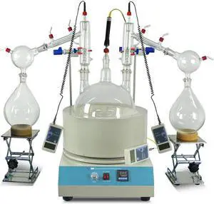 HNZXIB 10L Short Path Distillation Dual-distillation Head 2 Receivers Stirring Heating Mantle for Extraction Purification Crystallization